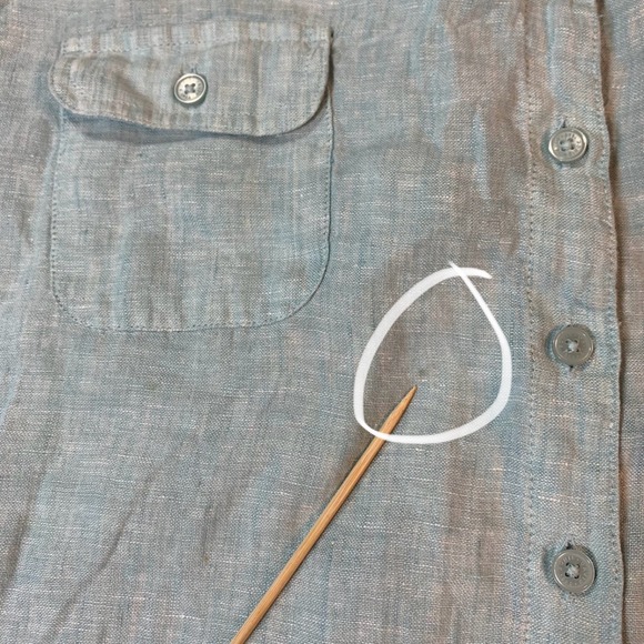 Orvis Womens Button Down Shirt XL Blue Linen 3/4 Sleeve Pockets Casual READ - Picture 4 of 14